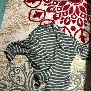 Striped Knit Cardgain in Olive and White